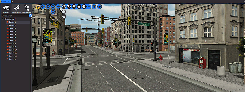 nupsys, nusim, 3d visualization of video surveillance, alarm, fire detector for public safety